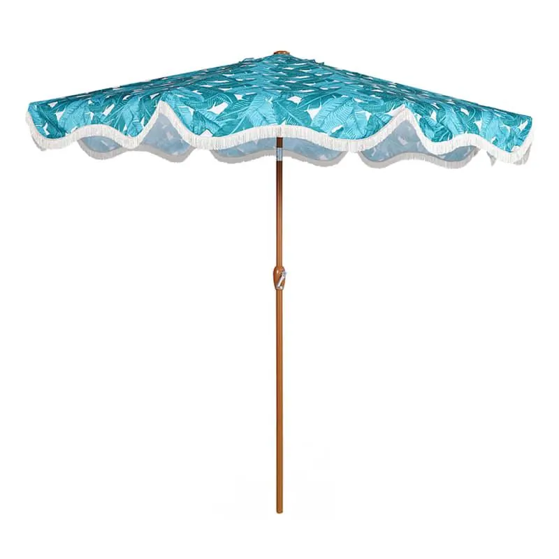 Premium Tropical Leaf Round Outdoor Patio Umbrella, 9'