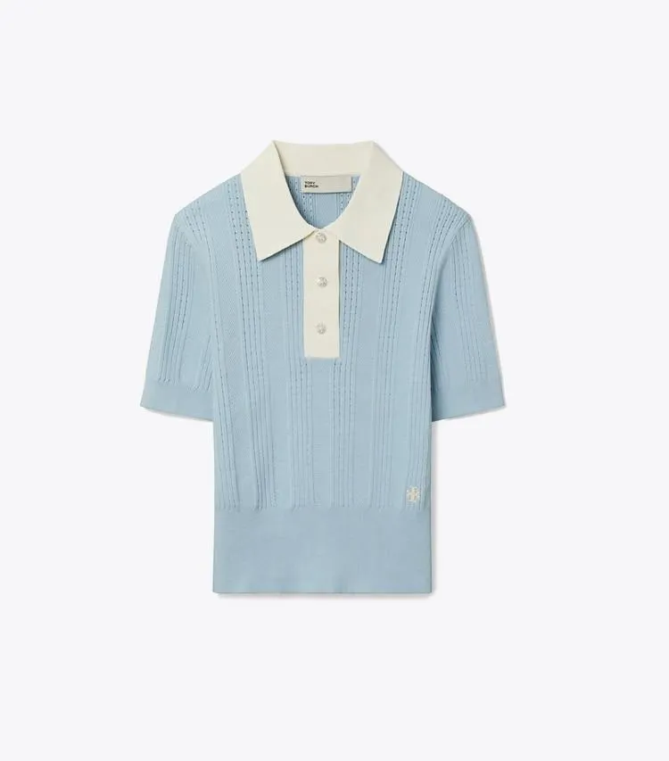 COTTON POINTELLE POLO