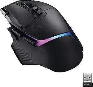 Logitech G G502 X PLUS LIGHTSPEED Wireless RGB Mouse for Gaming - Optical Mouse with LIGHTFORCE Hybrid Breaker , LIGHTSYNC RGB, HERO 25K Gaming Sensor, Compatible with PC - MacOS/Windows - Black
