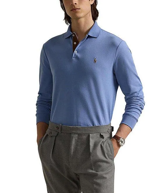 Big & Tall Soft Cotton Long Sleeve Polo Shirt