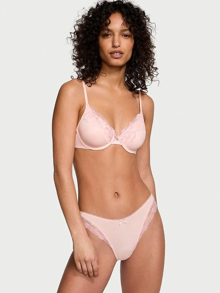 Lightly Lined Full-Coverage Lace-Trim Bra