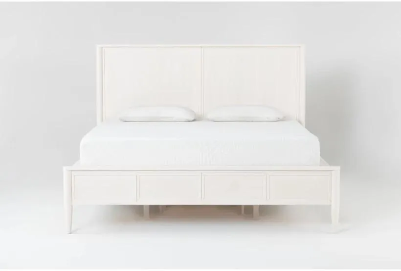 Austen White Queen Wood Platform Bed With Side Storage | Drawers