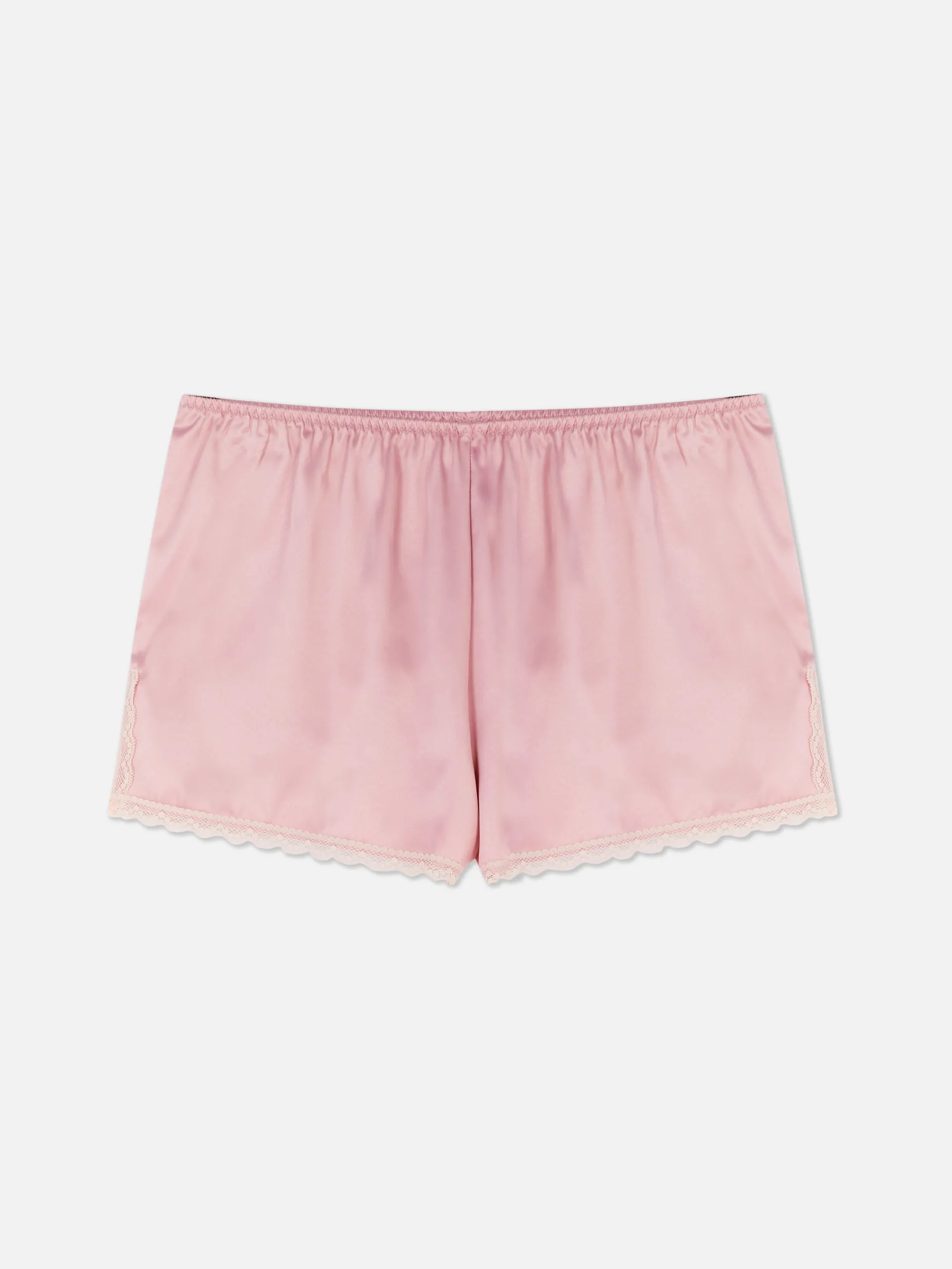 Lace Trim Satin Pajama Shorts