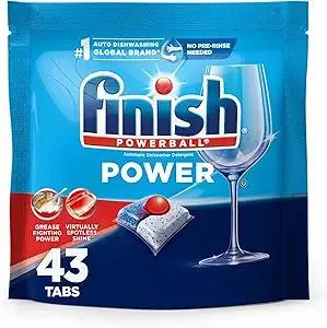 Finish Power Dishwasher Pods, No Pre-Rinse Dishwasher Detergent Soap for Deep Clean & Shine with Degreasing Power, 43 Count