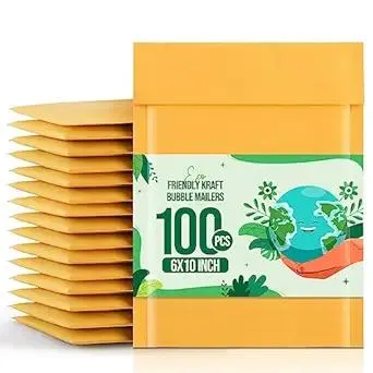 Fuxury Bubble Mailer 6x10" 100 Pack Kraft Padded Envelopes Usable Size 6x9" Kraft Bubble Envelopes for CDs, Video Games, Book Thick Padded Mailers #0 Small Yellow
