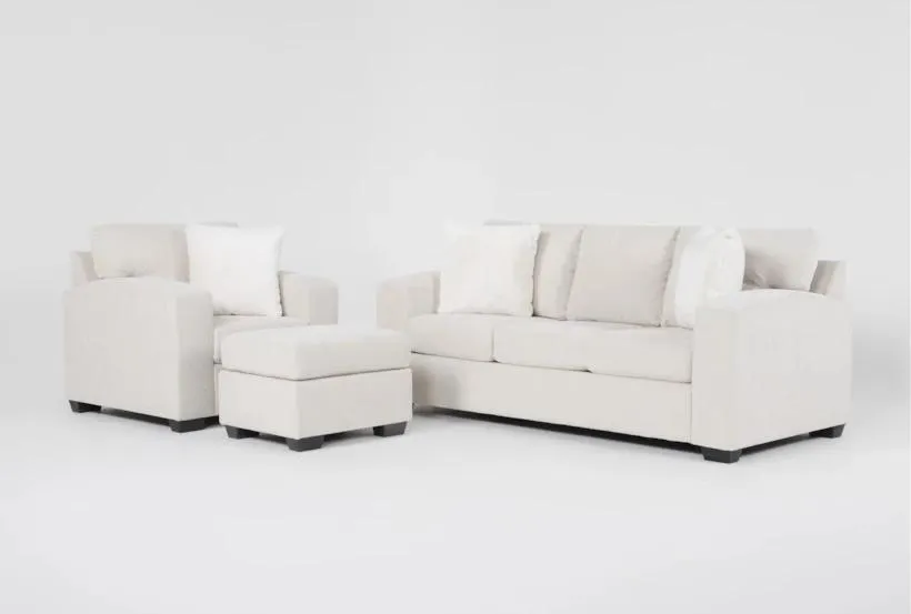 Rincon Cream 3 Piece Sofa | Chair | Ottoman