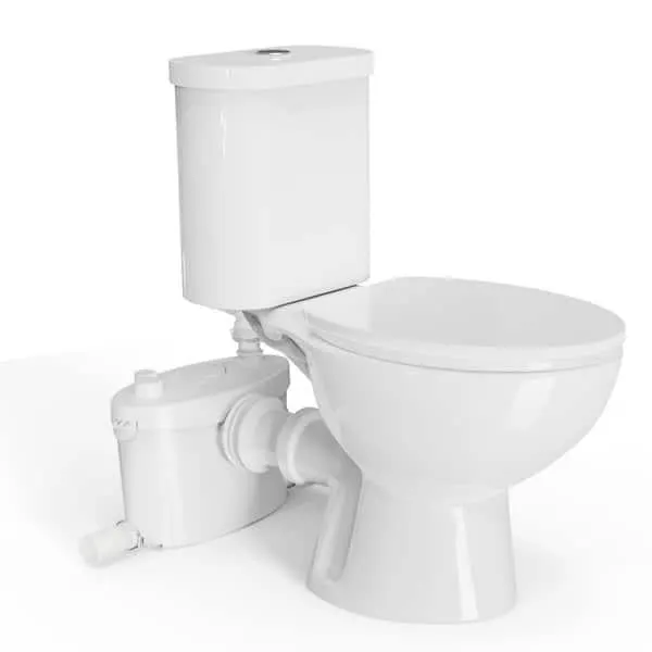 Rear Outlet Macerating 2-Piece 1.0/1.6 GPF Dual Flush Round Toilet, with 0.8 HP Macerating Pump in White