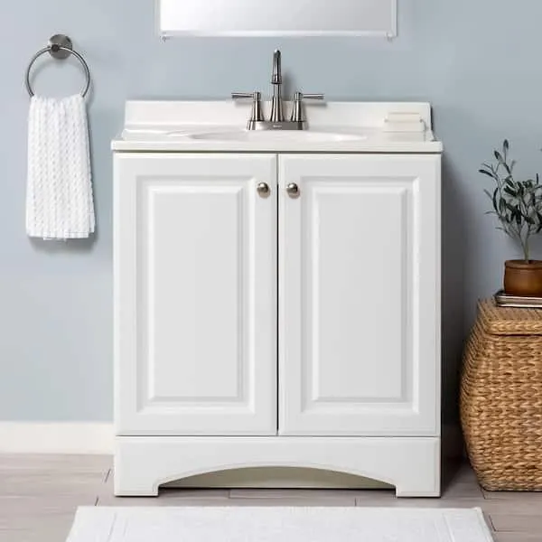 31 in. Single Sink White Bath Vanity with White Cultured Marble Top (Assembled)