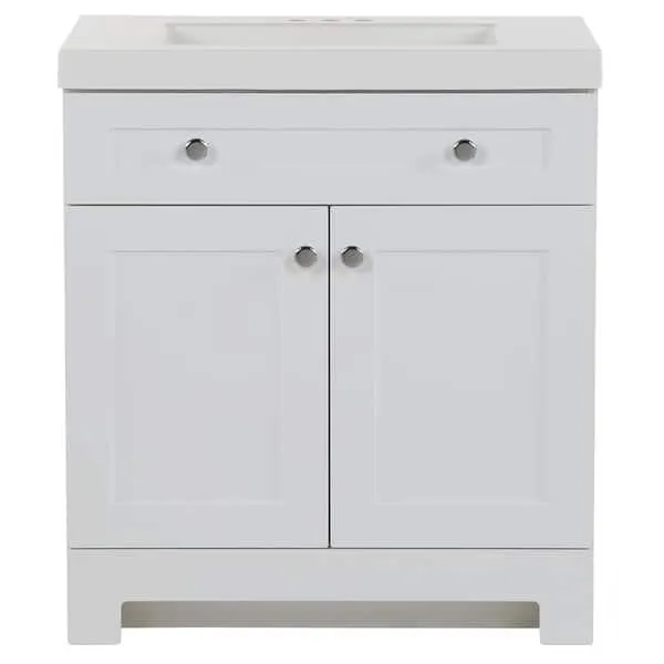 Everdean 31 in. Single Sink White Bath Vanity with White Cultured Marble Top (Assembled)