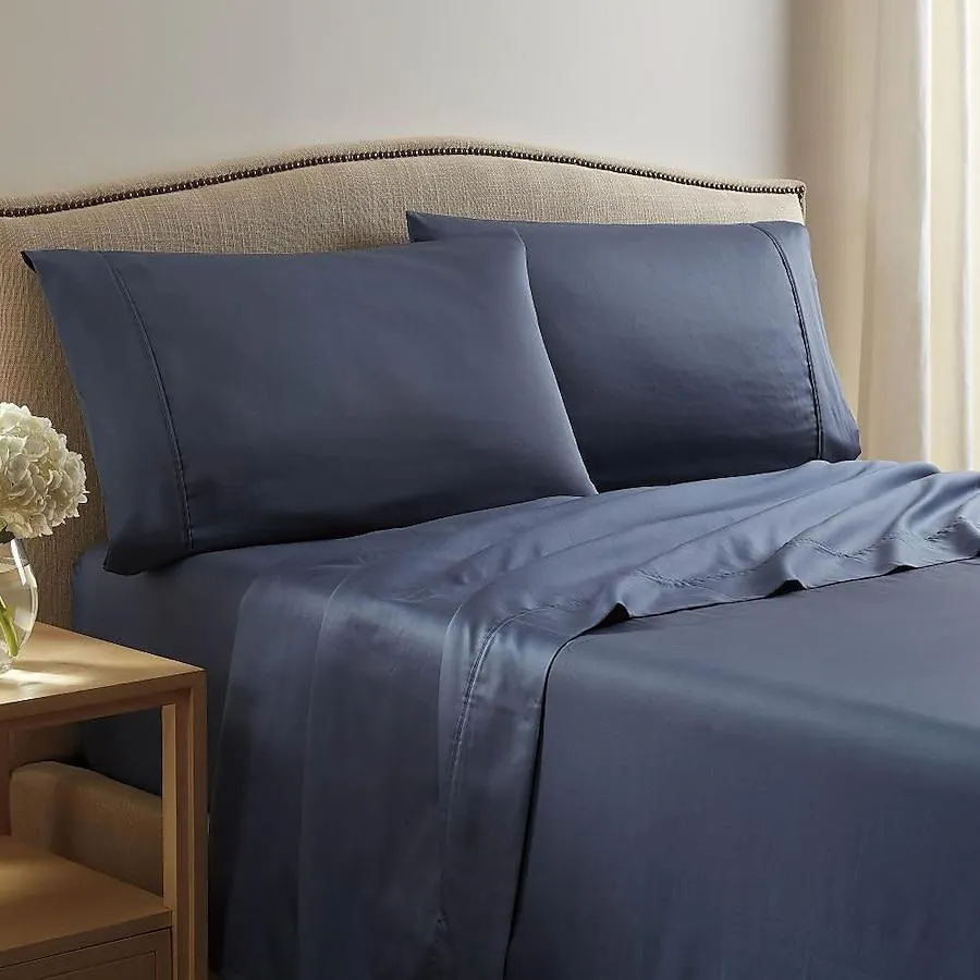 WestPoint Home Queen 400 -Thread Count Cotton Navy Bed Sheet Set