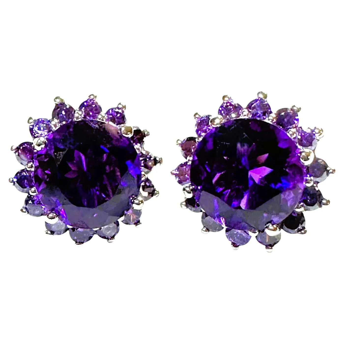 New 7.44 Carat Violet Amethyst & Diamond Cut Purple Sapphire Sterling Earrings