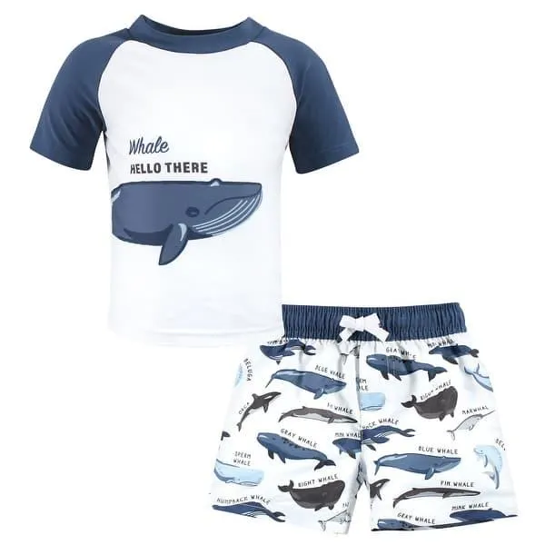 Hudson Baby Boys Swim Rashguard Set, Whale Hello There