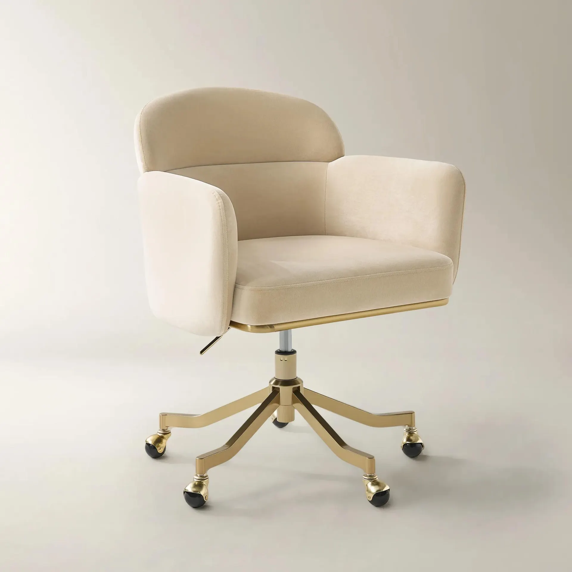 Paige Velvet Desk Swivel Chair - Oatmeal