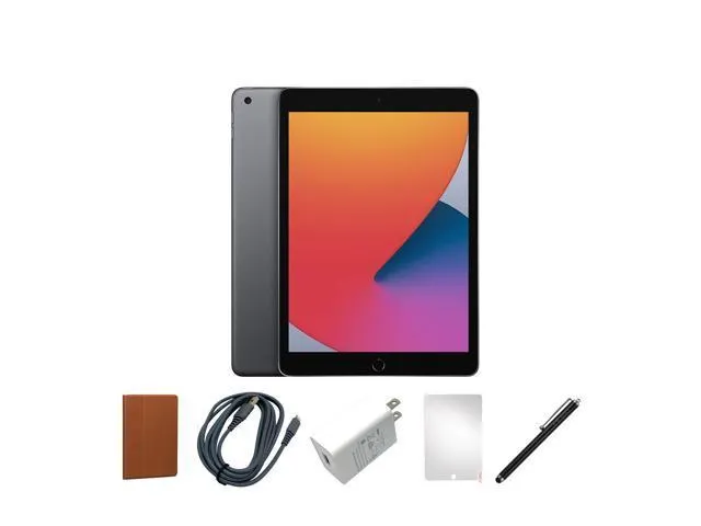 Refurbished Apple iPad 8th Generation Tablet, 32GB of Storage, 10.2-inch screen, Space Gray, Wi-Fi only (8th Gen, 2020, MYL92LL/A). Includes Charging Accessories.