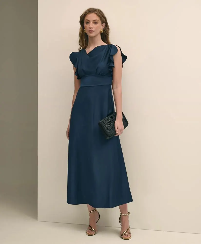 Crepe Butterfly Sleeve Maxi Dress