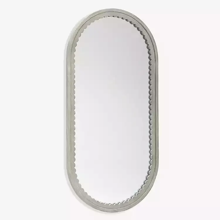 Oval Gray Emerson Scalloped Wall Mirror