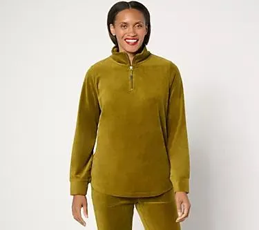 Make Your Selection: Denim & Co. Active Velour Quarter Zip Top