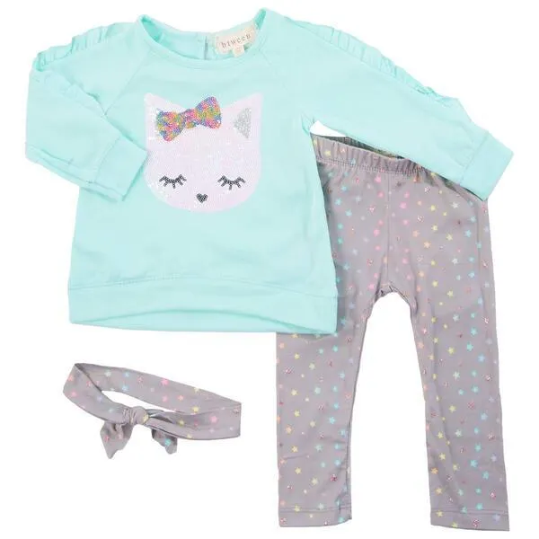 Baby Girl (12-24M) BTween® Kitty Top/Star Leggings w/Headband