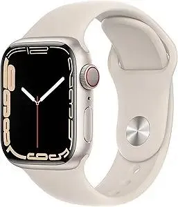 Apple Watch Series 7 (GPS + Cellular, 41MM) - Starlight Aluminum Case with Starlight Sport Band (Renewed Premium)