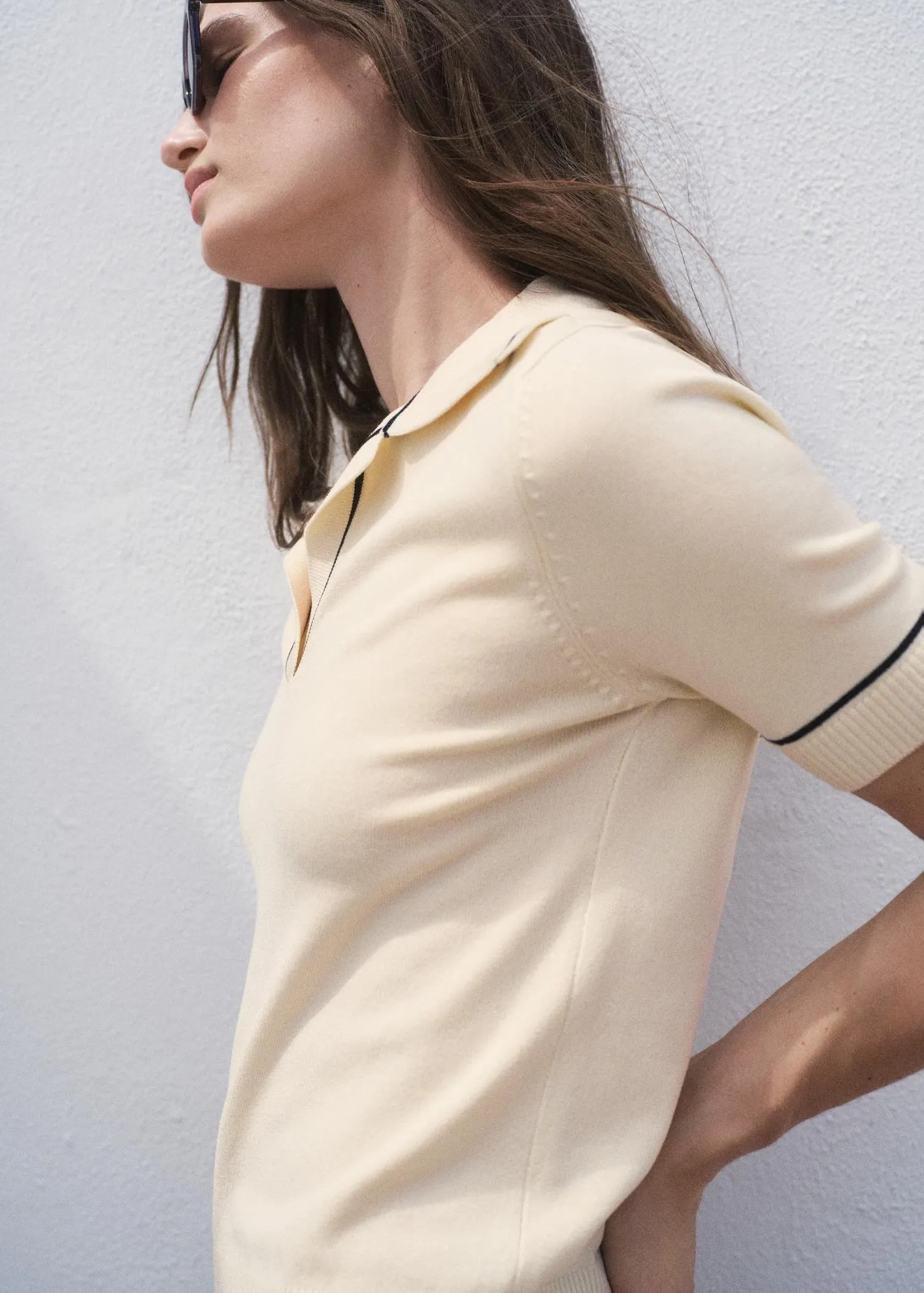 Polo-neck sweater with contrasting trims