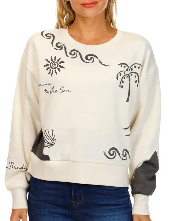 Vintage Havana Juniors Palm Graphic Crew Neck Pullover