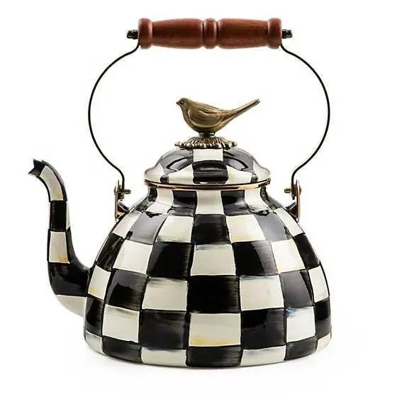 Courtly Check 3 Quart Tea Kettle with Bird
