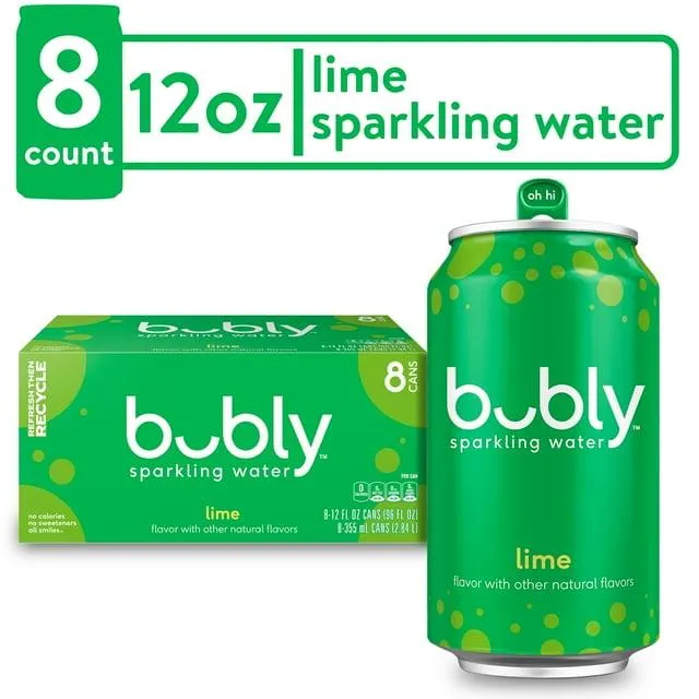 bubly Lime Sparkling Water, 12 fl oz, 8 Pack Cans