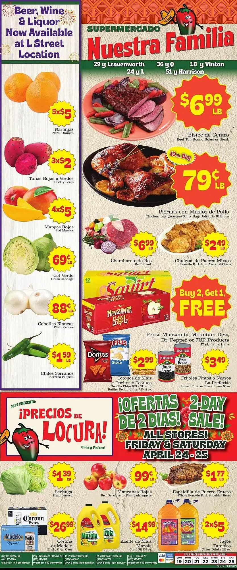 Weekly promotion Supermercado Nuestra Familia weekly ad spanning from April 19 to April 25 2026 - Page 1 for Catalogue 365