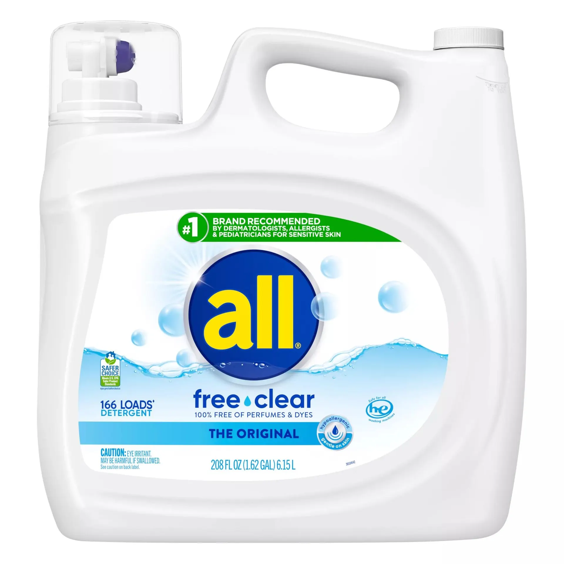 all Free and Clear Liquid Laundry Detergent for Sensitive Skin, 166 Loads/208 oz.