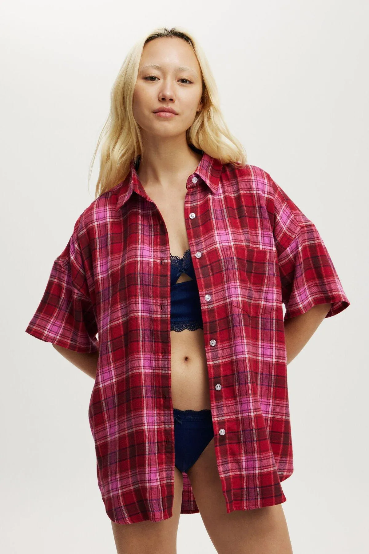 Flannel Boyfriend Short Sleeve Shirt