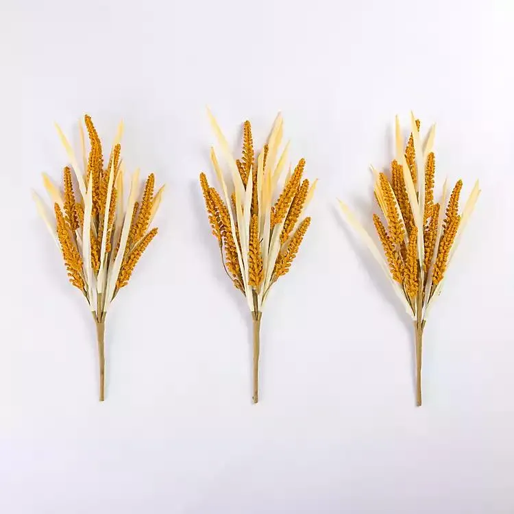 Yellow Heathered Wheat Bundles, Set of 3