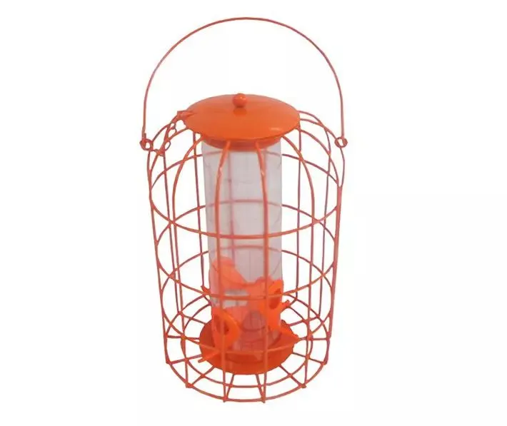 Orange Squirrel-Resistant Bird Feeder