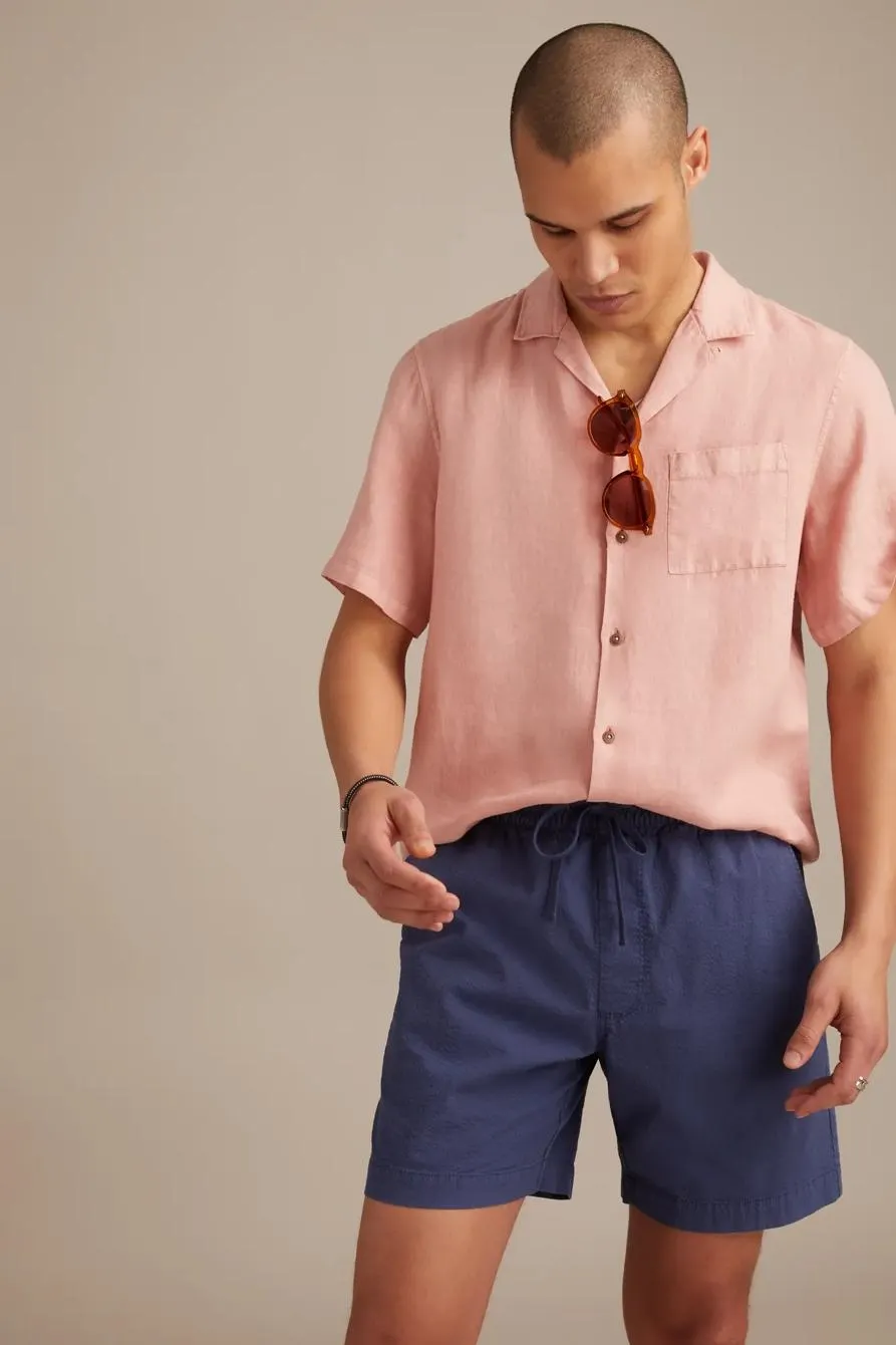 short sleeve linen camp collar shirt