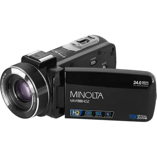 Minolta MN100HDZ 1080P HD Camcorder with 10x Optical Zoom (Black) - Open Box