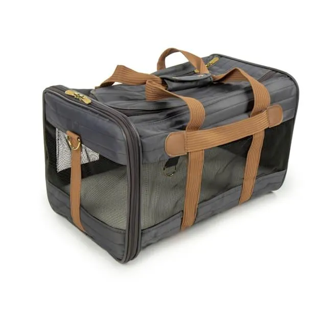 Sherpa Black and Camel Original Deluxe, Airline Approved & Guaranteed On Board Travel Pet Carrier, 19" L X 11.75" W X 11.5" H