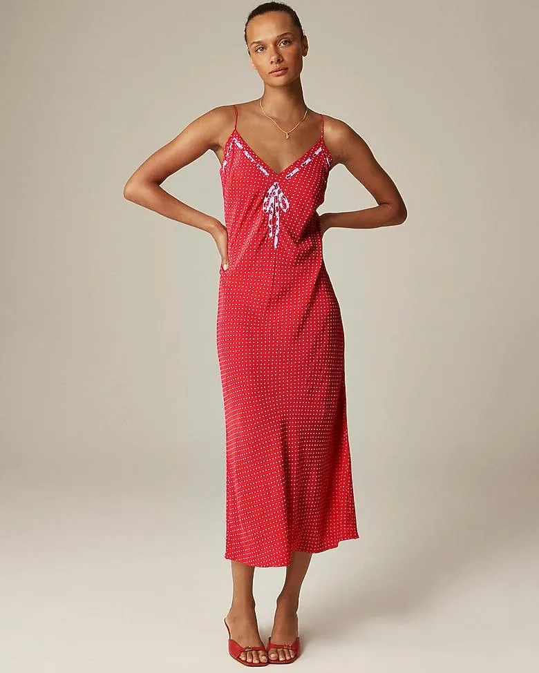 Rouje X J.Crew Swoon slip dress in polka dot