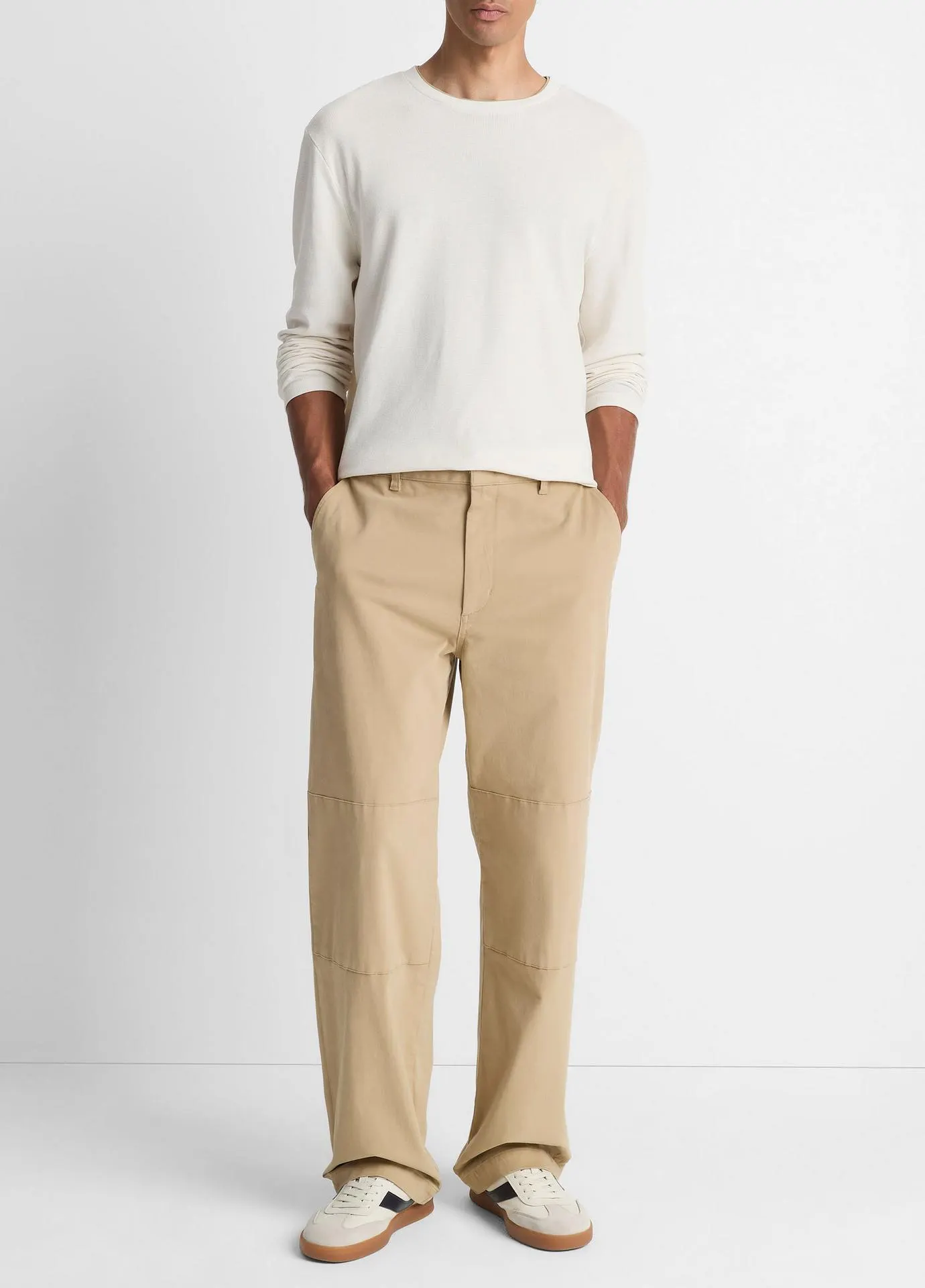Relaxed Italian Peached Stretch-Cotton Double-Knee Pant