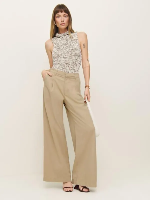 Malia Mid Rise Wide Leg Twill Pants