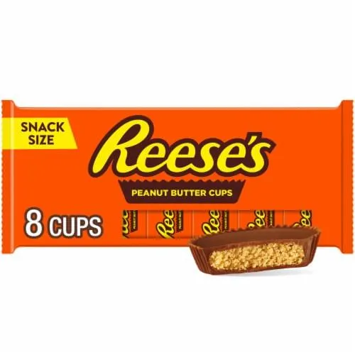 REESE'S Milk Chocolate Peanut Butter Snack Size Cups Candy Packs