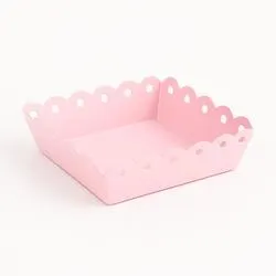 Pink Enamel Scalloped Metal Tray