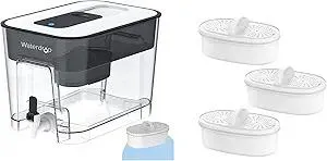 Waterdrop 200-Gallon 40-Cup Water Filter Dispenser (with 1 Filter) & Waterdrop WD-PF-01A Plus NSF Certified Replacement Filters (3 Packs).