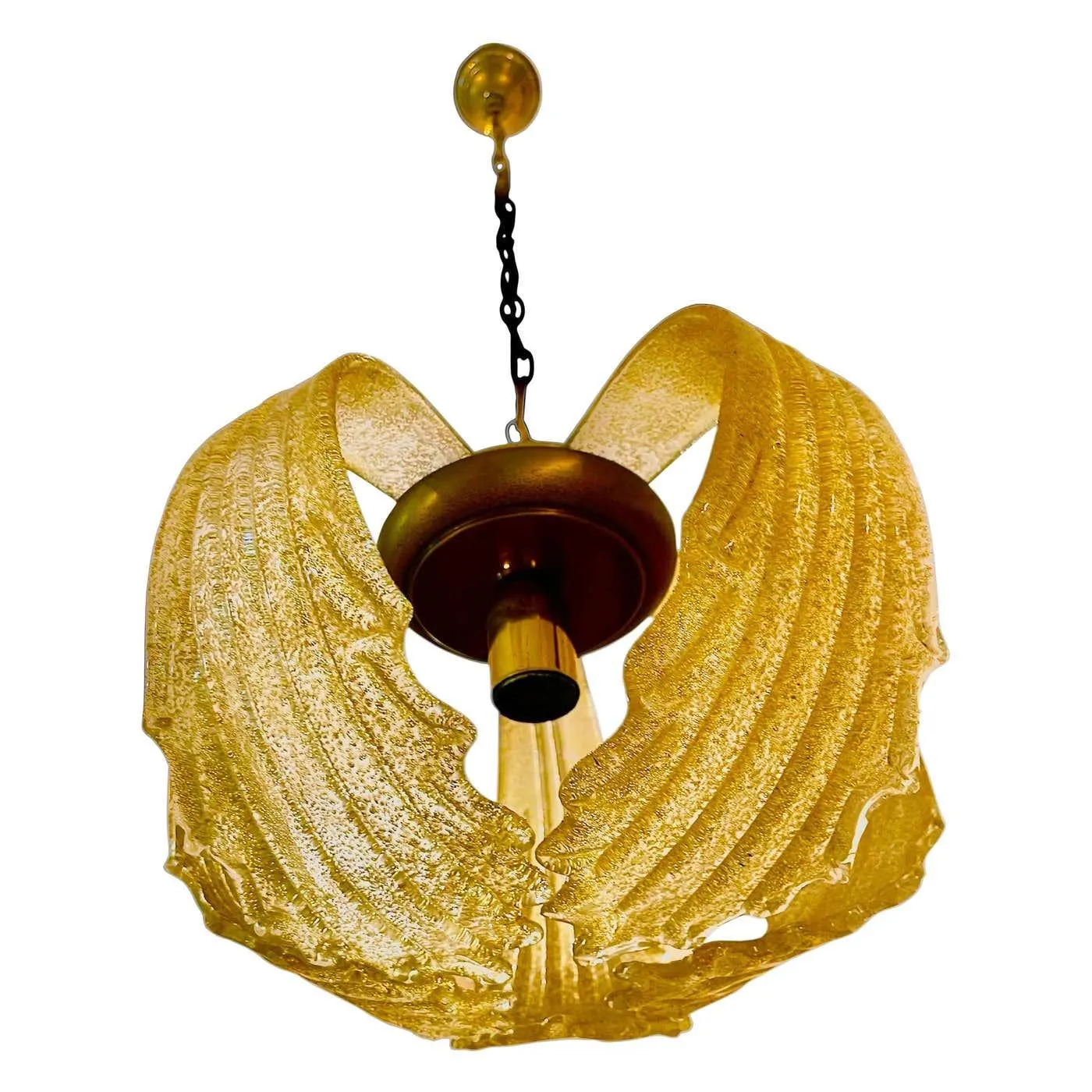 Barovier & Toso chandelier gold Glass Murano , Italy 1960