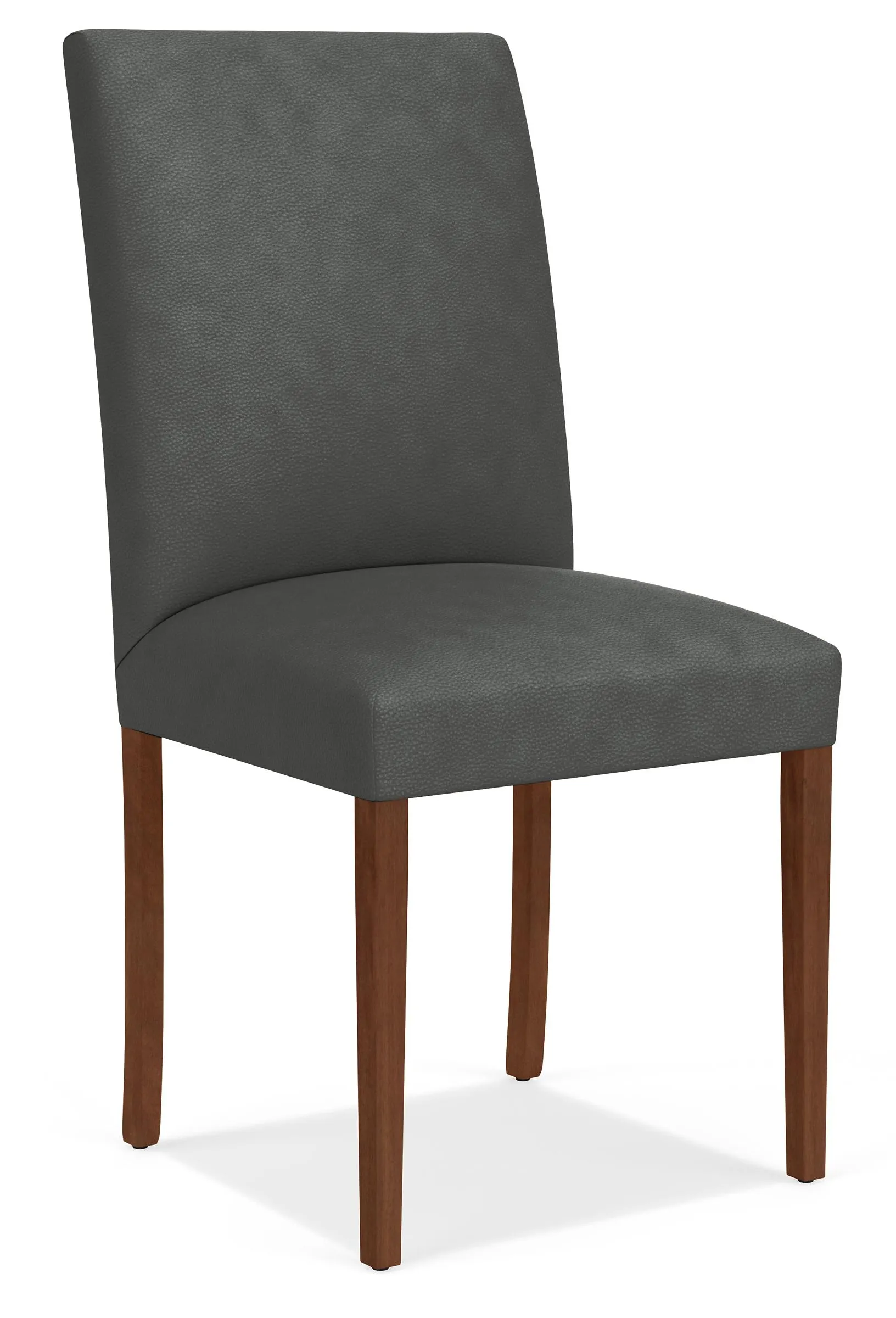 Peyton Side Chair in Laino Black Leather with Mocha Legs