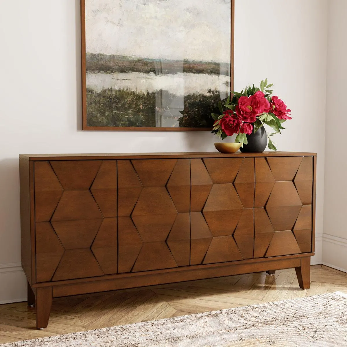 Sara Modern 60" W Sideboard with Solid Wood Legs