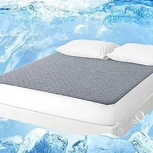 EASELAND Queen Size Cooling Mattress Topper Summer Mattress Pad for Hot Sleepers and Night Sweats Instant Cooling Fiber Pillow Top Mattress Cover 8-21" Deep Pocket(60x80 Inches,Gray)