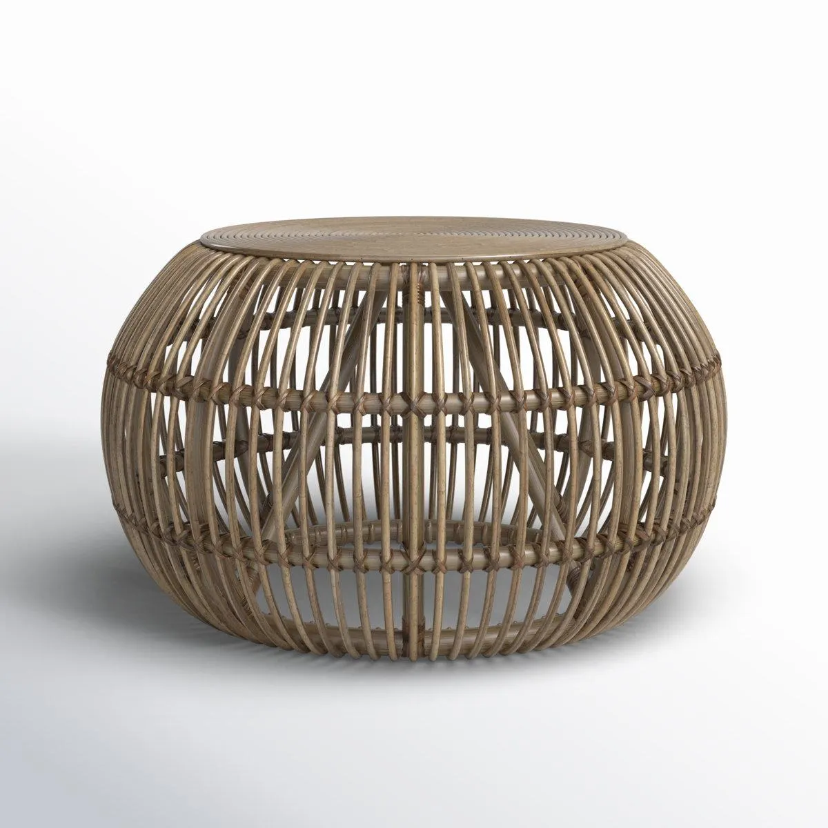 Curry Rattan Drum Coffee Table