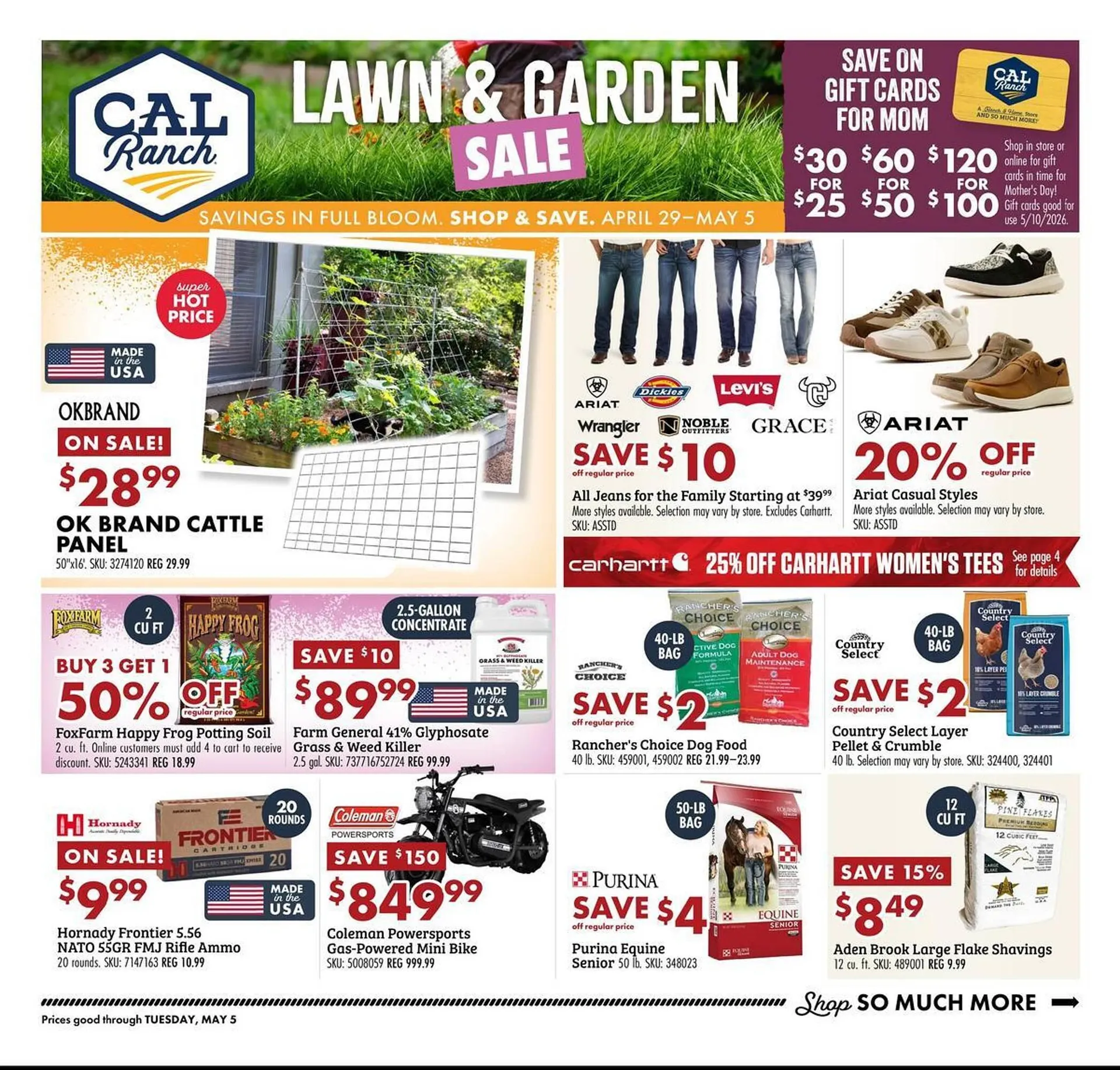 Weekly promotion C A L Ranch Stores weekly ad spanning from April 29 to May 5 2026 - Page 1 for Catalogue 365