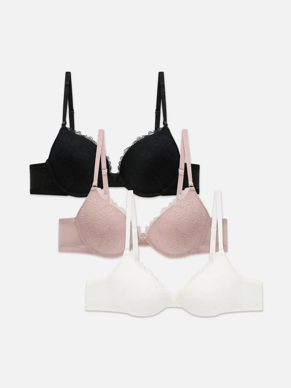 3-Pack Push Up Lace Bras