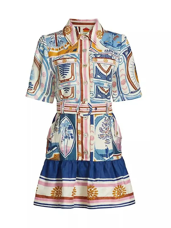 Cerrado Stamps Mini Shirtdress