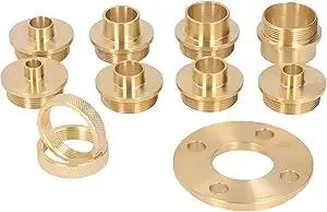 11Pcs Brass Template Router Guides Kit, Router Parts with Lock Nut Adapter Router Accessory for Cleaning Work Hinge Milling
